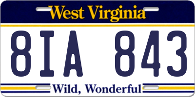 WV license plate 8IA843