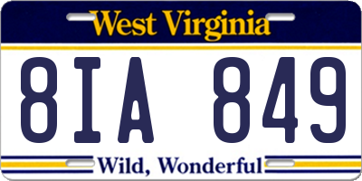 WV license plate 8IA849