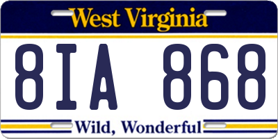 WV license plate 8IA868