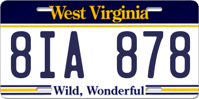 WV license plate 8IA878