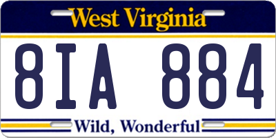 WV license plate 8IA884