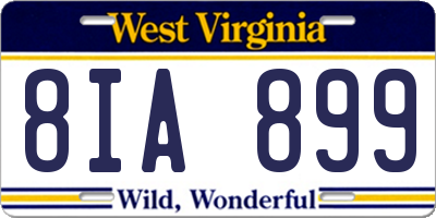 WV license plate 8IA899