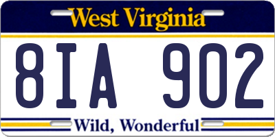 WV license plate 8IA902