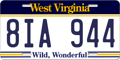 WV license plate 8IA944