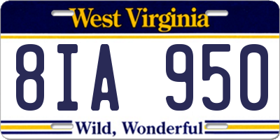 WV license plate 8IA950