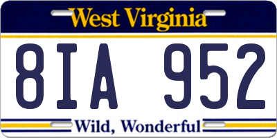 WV license plate 8IA952
