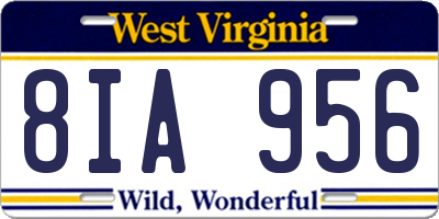 WV license plate 8IA956