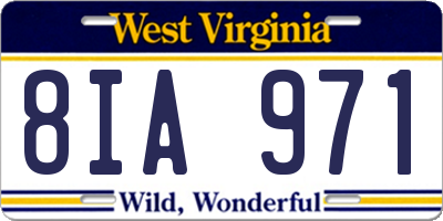 WV license plate 8IA971