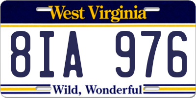 WV license plate 8IA976
