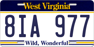 WV license plate 8IA977