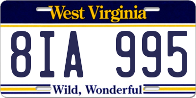 WV license plate 8IA995