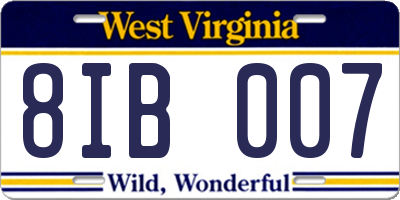 WV license plate 8IB007