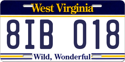 WV license plate 8IB018