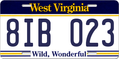 WV license plate 8IB023
