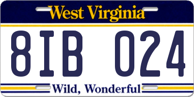 WV license plate 8IB024