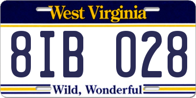 WV license plate 8IB028