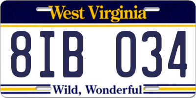 WV license plate 8IB034