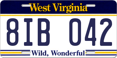 WV license plate 8IB042