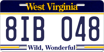 WV license plate 8IB048