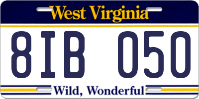 WV license plate 8IB050