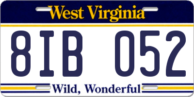 WV license plate 8IB052
