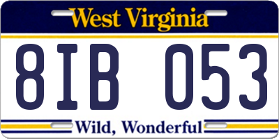 WV license plate 8IB053