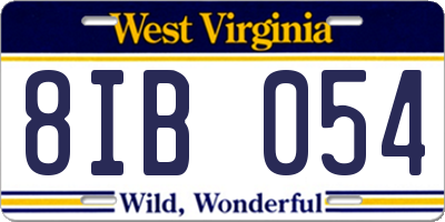 WV license plate 8IB054