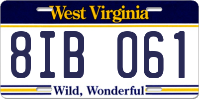 WV license plate 8IB061