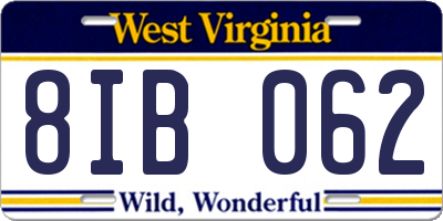 WV license plate 8IB062