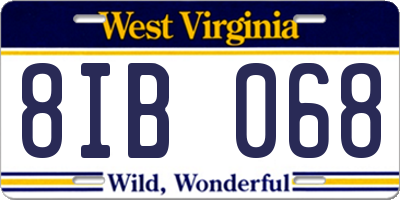 WV license plate 8IB068