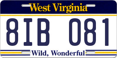 WV license plate 8IB081
