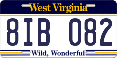 WV license plate 8IB082