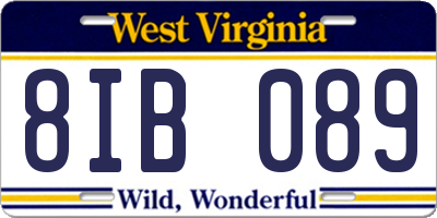 WV license plate 8IB089