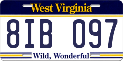 WV license plate 8IB097