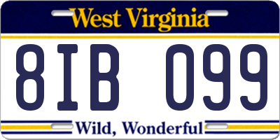 WV license plate 8IB099