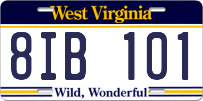 WV license plate 8IB101