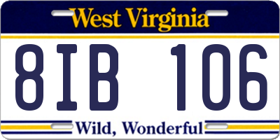 WV license plate 8IB106