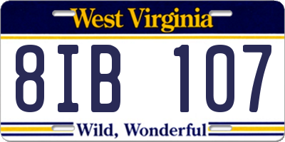 WV license plate 8IB107