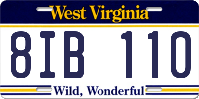 WV license plate 8IB110