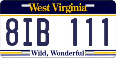 WV license plate 8IB111