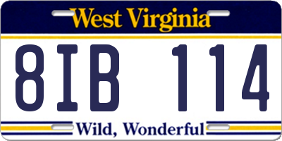 WV license plate 8IB114