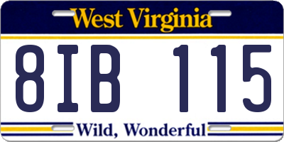 WV license plate 8IB115