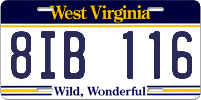 WV license plate 8IB116