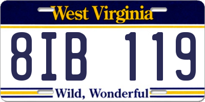 WV license plate 8IB119