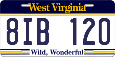 WV license plate 8IB120
