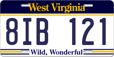 WV license plate 8IB121