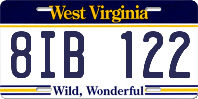 WV license plate 8IB122