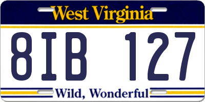 WV license plate 8IB127