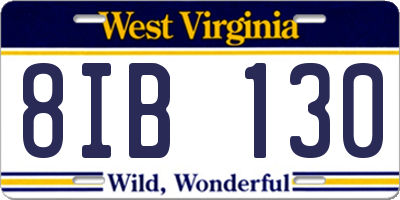 WV license plate 8IB130