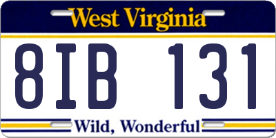WV license plate 8IB131